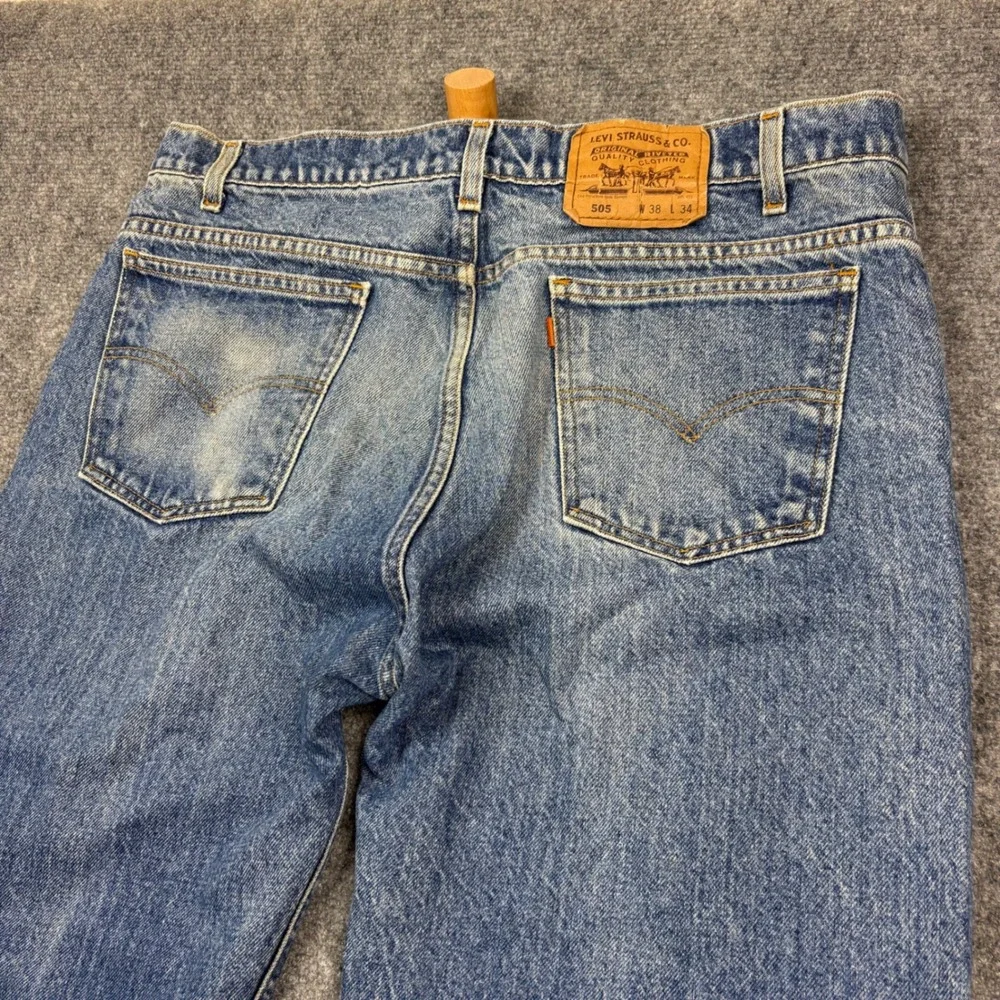 Levi's 505 Jeans Mens 38x34 Blue Orange Tab Regular Straight Leg Denim 0395